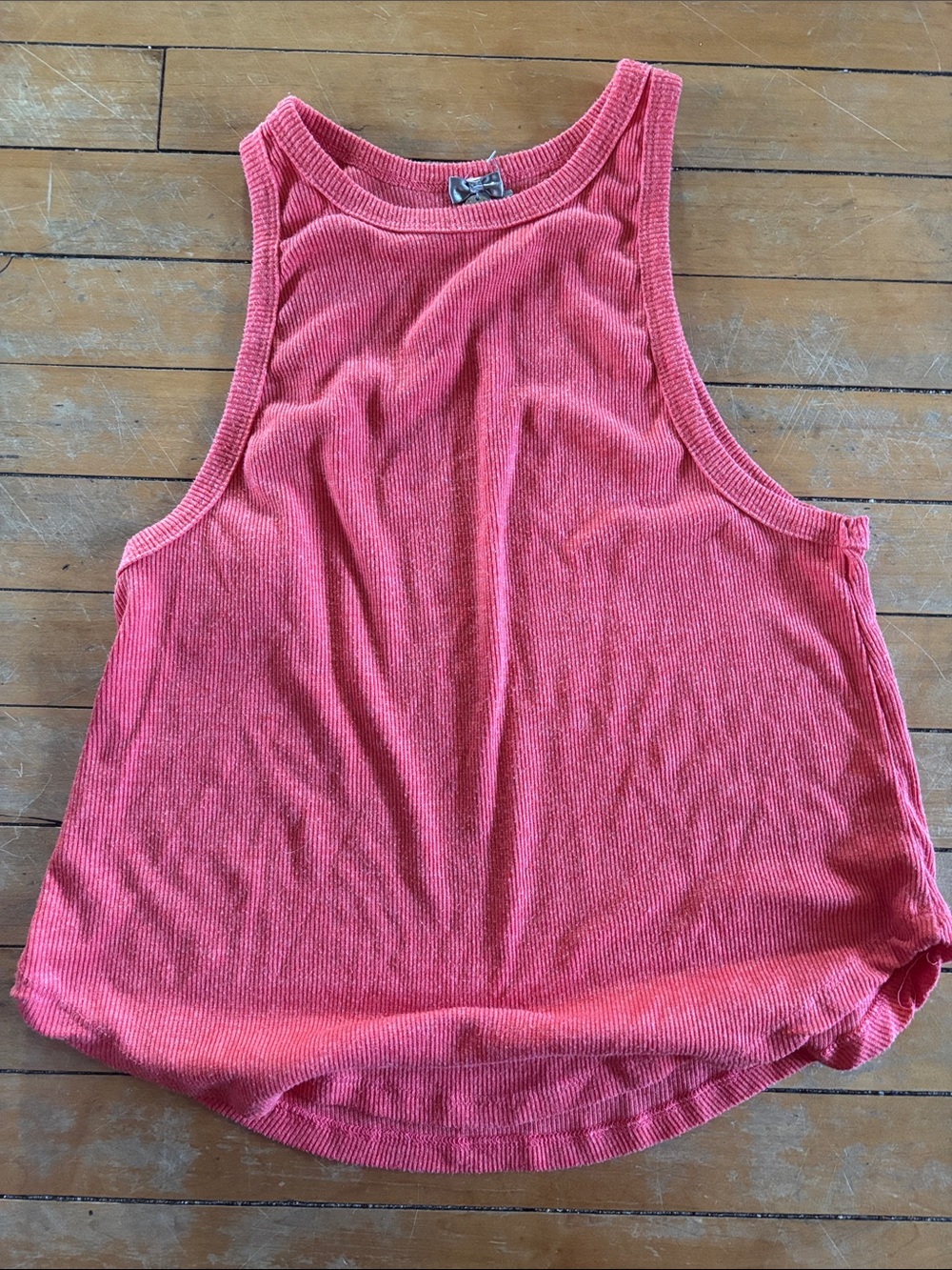 EUC Poof! Women's Coral Pink Ribbed Tank Top